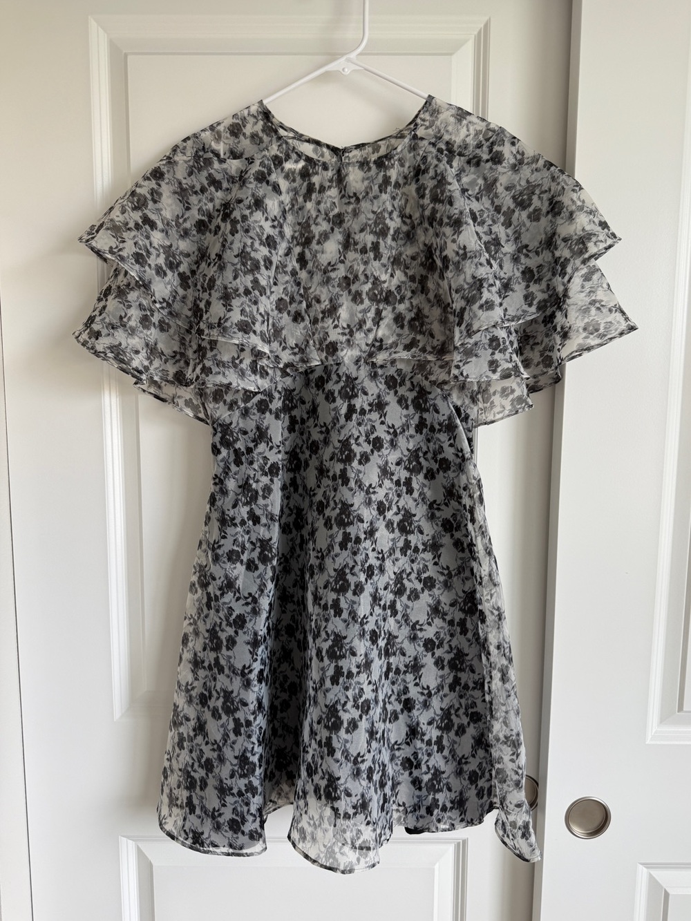 Topshop Dress Organza Tiered Ruffle Floral Mini Babydoll